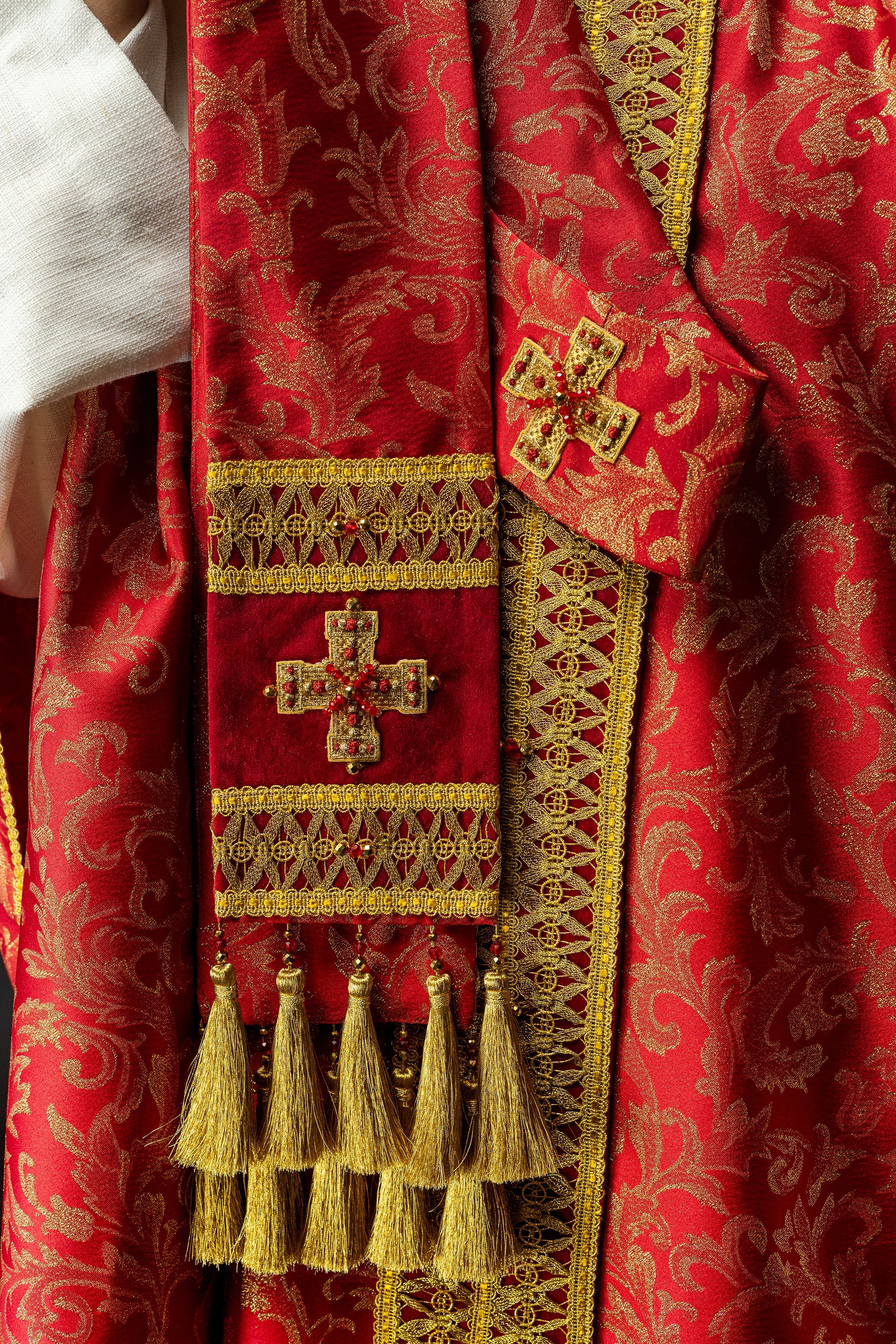 Ręcznie wykonany ornat z naturalnymi kamieniami Handmade 7009 - ORNATY.PL