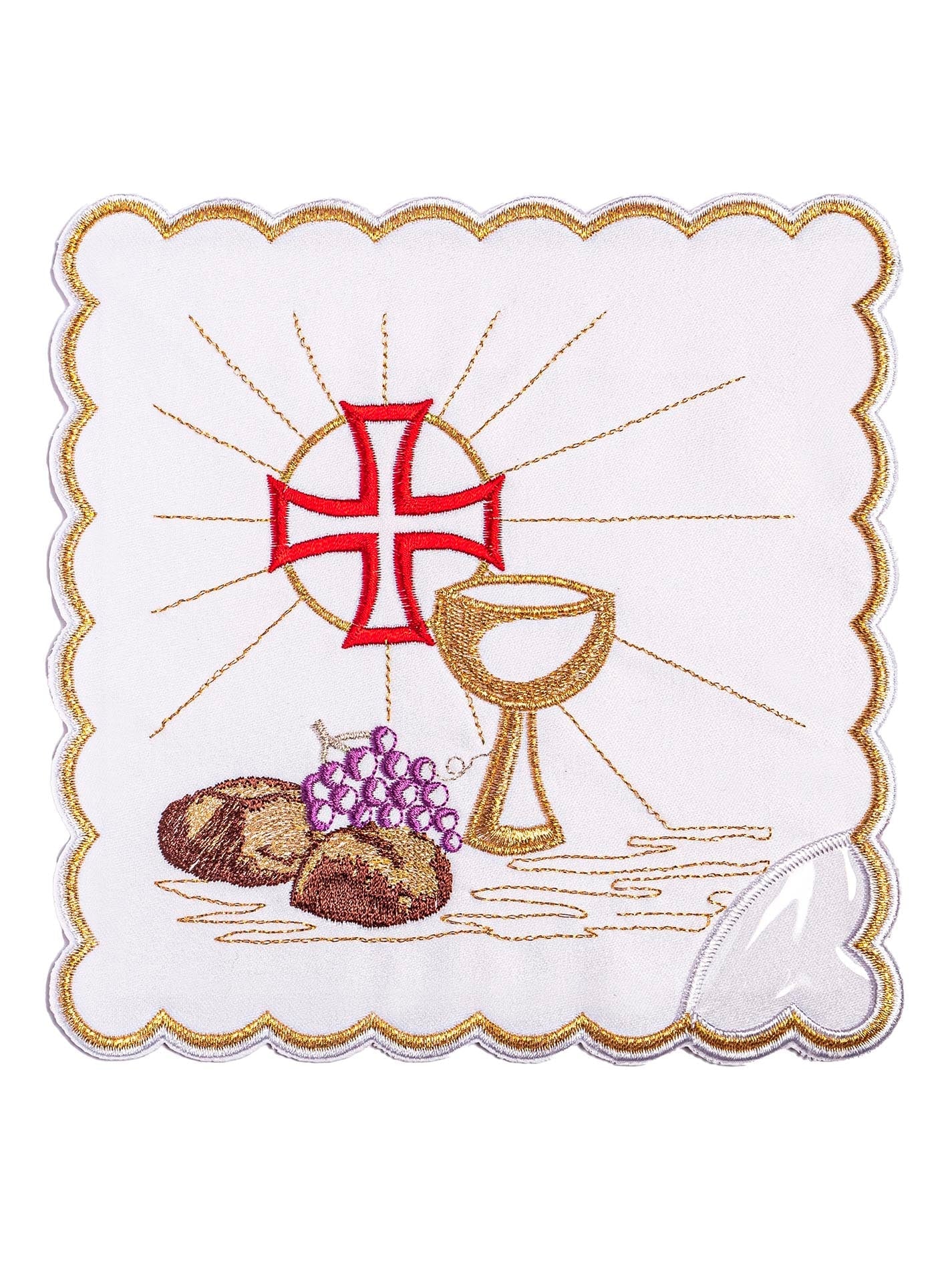 Complete set of chalice linens featuring Eucharistic embroidery and grape motif
