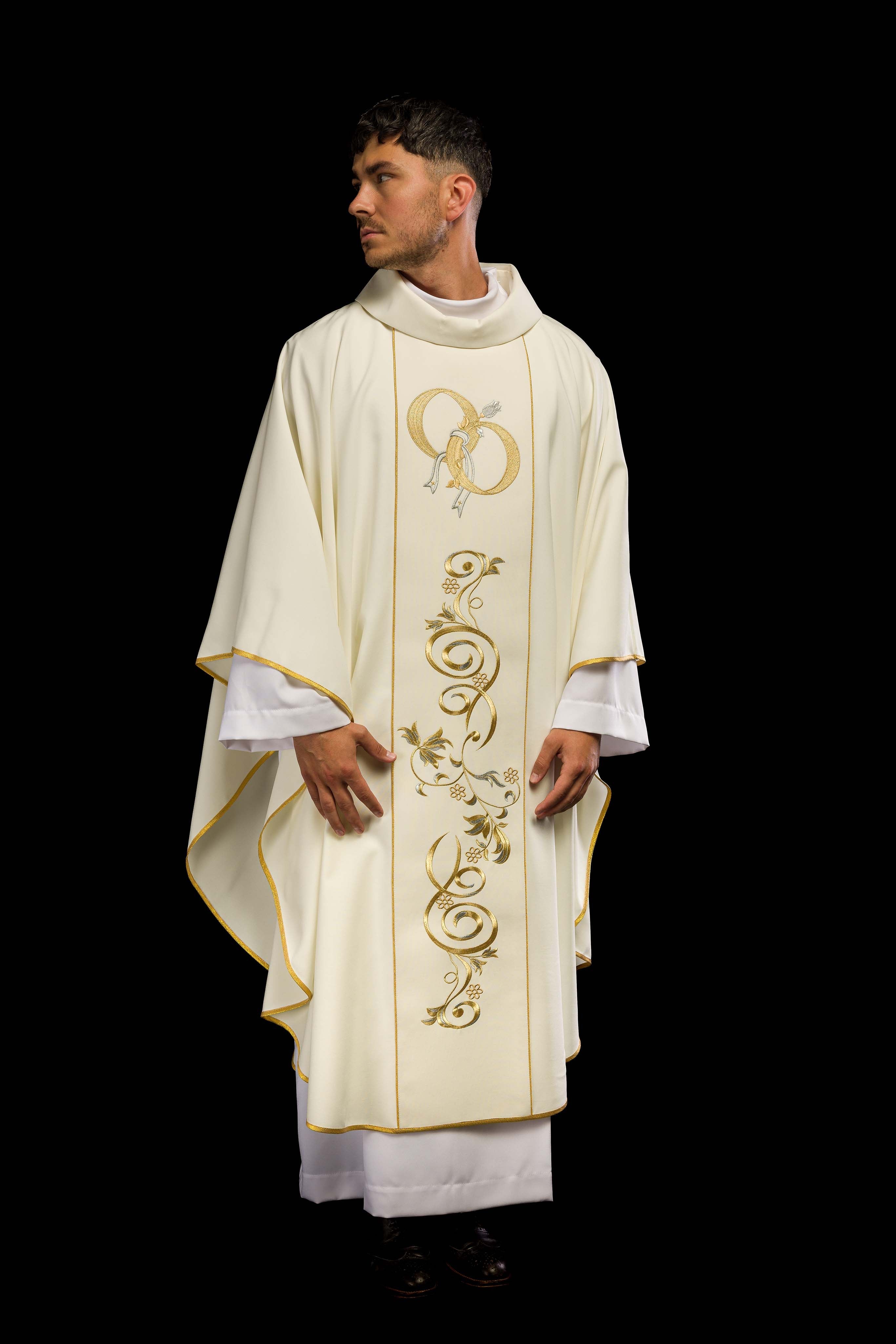Wedding Chasuble with Rings Ecru