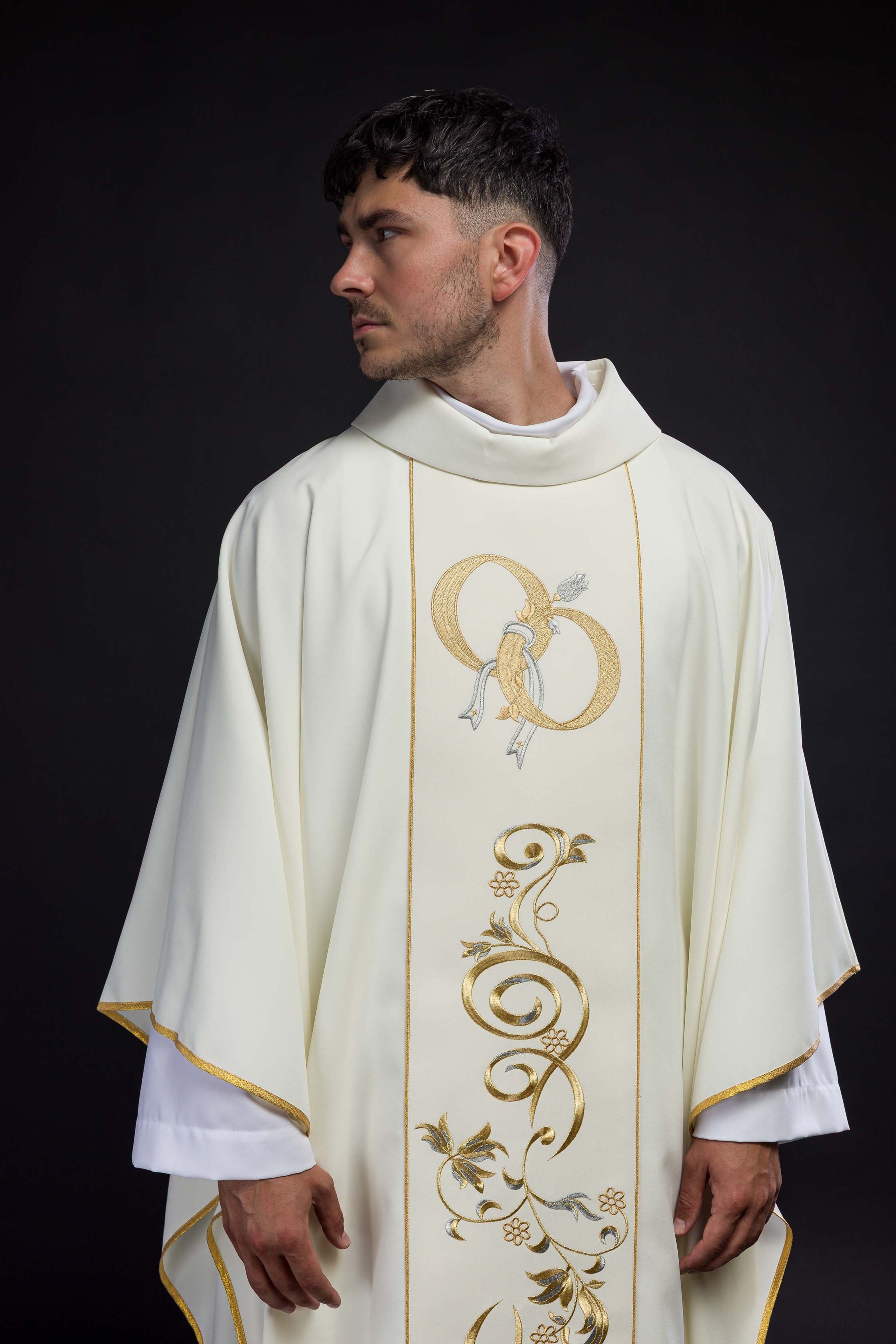 Wedding Chasuble with Rings Ecru