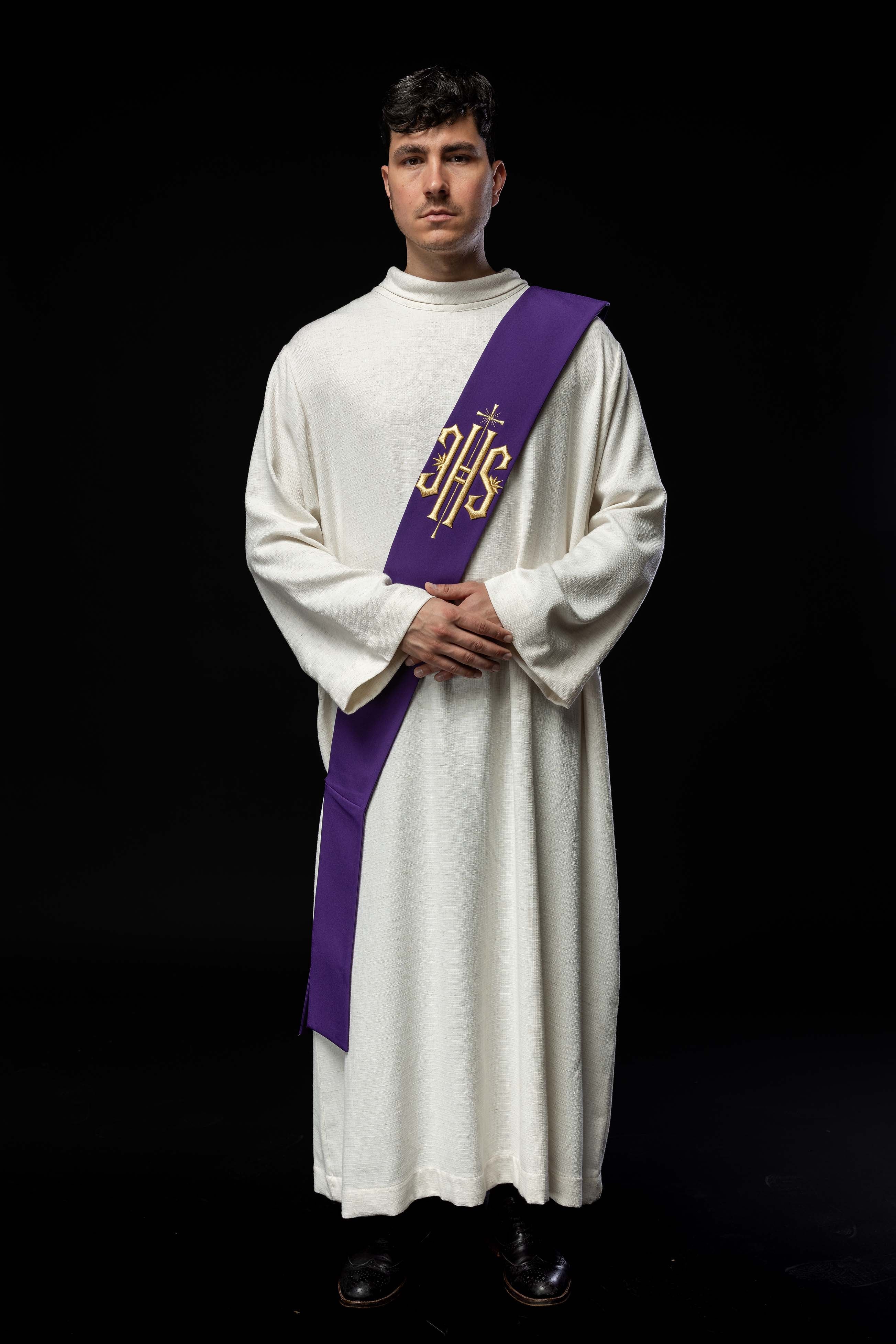 Deacon Stole IHS Cross Embroidered