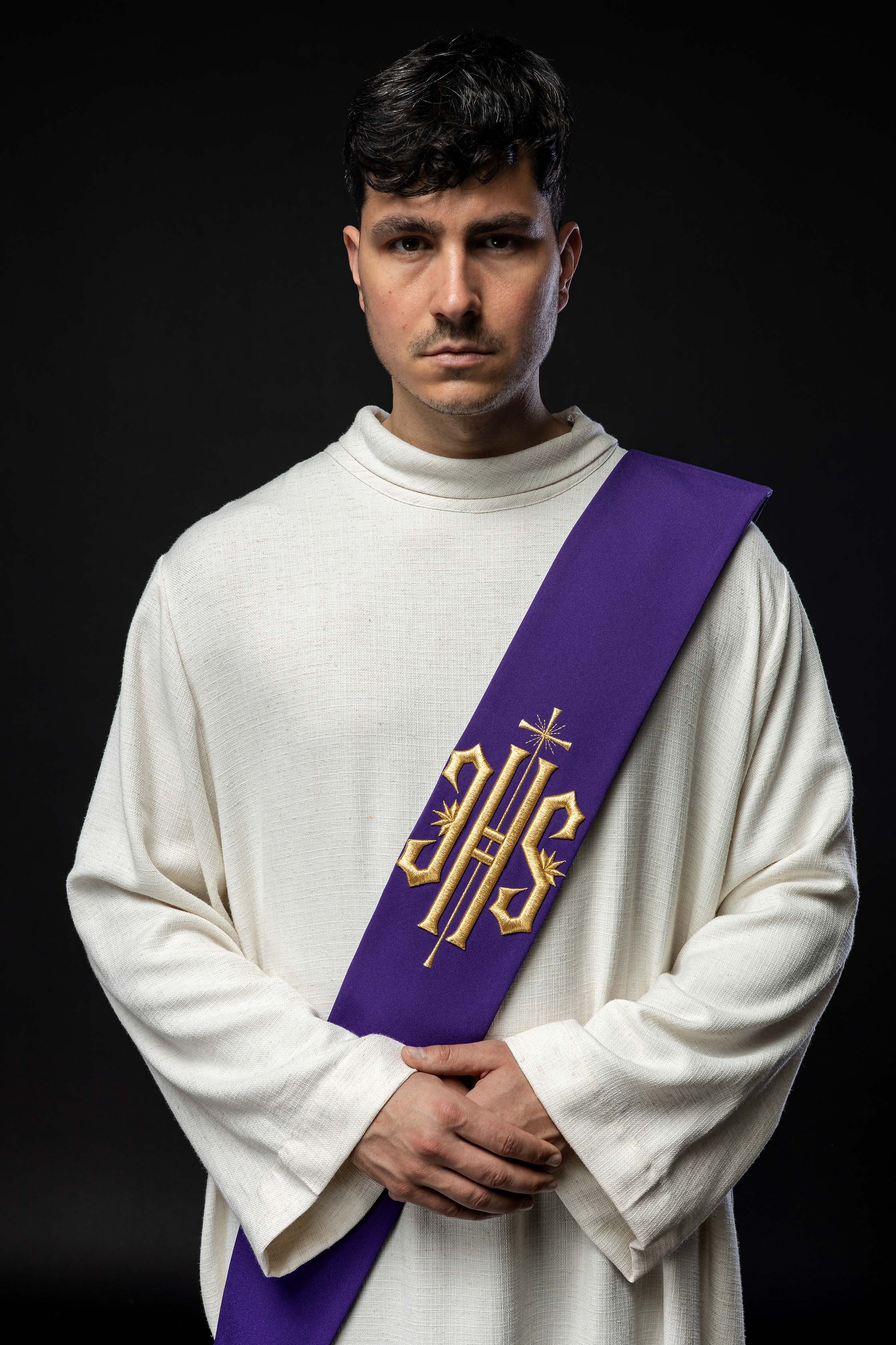 Deacon Stole IHS Cross Embroidered