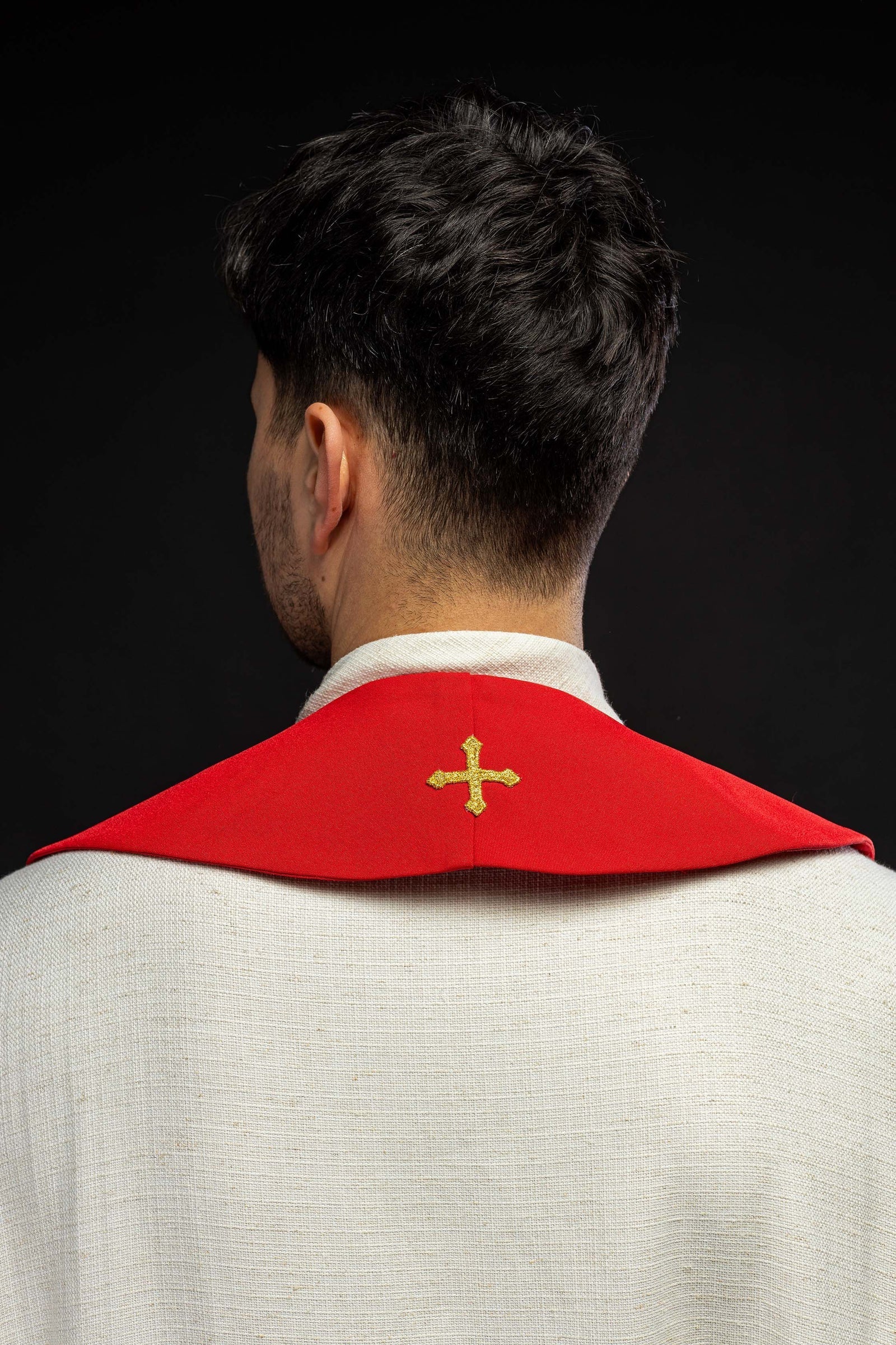 Embroidered IHS Stole Red